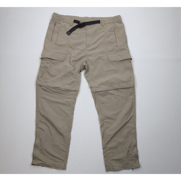 Vtg The North Face Mens XL Distressed Belted Wide Leg Convertible Cargo Pants - Picture 1 of 16